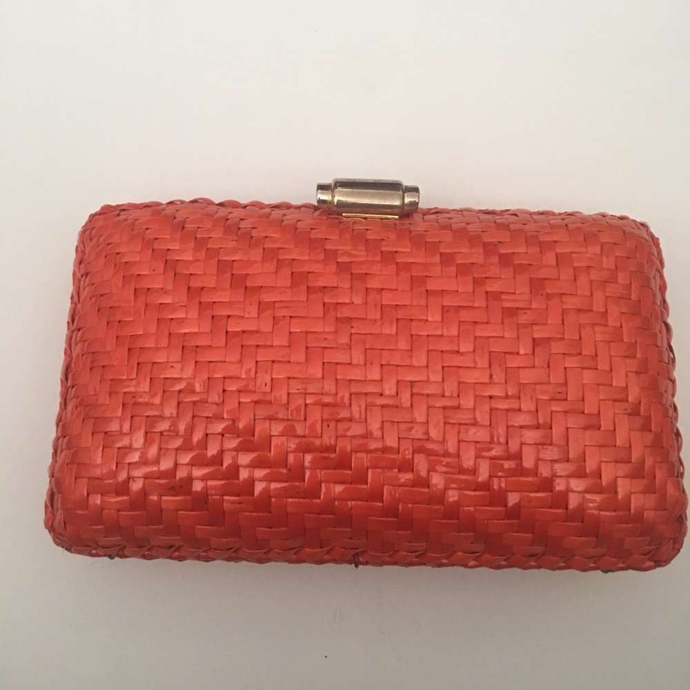 Rodo Italy Hardcase Wicker Crossbody Clutch Bag
